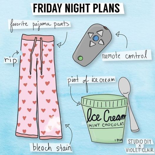 Friday Night Plans | Pajama Pants | Remote Control | Ice Cream